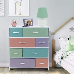 11.5 in. L x 34 in. W x 36 in. H 8-Drawer Pastel Dresser Steel Frame Wood Top Easy Pull Fabric Bins by Sorbus -Sorbus Sales Store pastel sorbus kids dressers drw 8d pas c3 1000