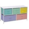 5-Drawer Pastel White Dresser Steel Frame Wood Top Easy Pull Fabric Bins 11.87 in. L x 39.5 in. W x 24.62 in. H by Sorbus