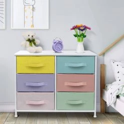 11.75 in. L x 31.5 in. W x 24.62 in. H 6-Drawer Pastel White Dresser Steel Frame Wood Top Easy Pull Fabric Bins by Sorbus 17 11.75 in. L x 31.5 in. W x 24.62 in. H 6-Drawer Pastel White Dresser Steel Frame Wood Top Easy Pull Fabric Bins by Sorbus -Sorbus Sales Store pastel white sorbus kids dressers drw cu6 pas 1f 1000