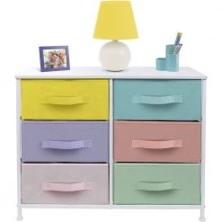 11.75 in. L x 31.5 in. W x 24.62 in. H 6-Drawer Pastel White Dresser Steel Frame Wood Top Easy Pull Fabric Bins by Sorbus 16 11.75 in. L x 31.5 in. W x 24.62 in. H 6-Drawer Pastel White Dresser Steel Frame Wood Top Easy Pull Fabric Bins by Sorbus -Sorbus Sales Store pastel white sorbus kids dressers drw cu6 pas 4f 1000