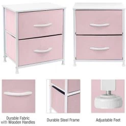Nighstand 2-Drawer Pink Dresser 17.75 in. L x 11.87 in. W x 20 in. H by Sorbus -Sorbus Sales Store pink sorbus dressers drw 2d pi 1f 1000