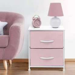 Nighstand 2-Drawer Pink Dresser 17.75 in. L x 11.87 in. W x 20 in. H by Sorbus -Sorbus Sales Store pink sorbus dressers drw 2d pi 31 1000