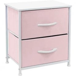 Nighstand 2-Drawer Pink Dresser 17.75 in. L x 11.87 in. W x 20 in. H by Sorbus