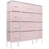 11.75 in. L x 46.5 in. W x 48.7 in. H 12-Drawer Pink Dresser Steel Frame Wood Top Easy Pull Fabric Bins by Sorbus -Sorbus Sales Store pink sorbus kids dressers drw 12d pi 64 1000