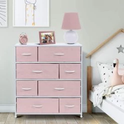 11.5 in. L x 34 in. W x 36 in. H 8-Drawer Pink Dresser Steel Frame Wood Top Easy Pull Fabric Bins by Sorbus -Sorbus Sales Store pink sorbus kids dressers drw 8d pi c3 1000