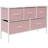 11.87 in. L x 39.5 in. W x 24.62 in. H 5-Drawer Pink Dresser Steel Frame Wood Top Easy Pull Fabric Bins by Sorbus 2 11.87 in. L x 39.5 in. W x 24.62 in. H 5-Drawer Pink Dresser Steel Frame Wood Top Easy Pull Fabric Bins by Sorbus -Sorbus Sales Store pink sorbus kids dressers drw cu5 pi 64 1000