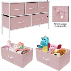11.87 in. L x 39.5 in. W x 24.62 in. H 5-Drawer Pink Dresser Steel Frame Wood Top Easy Pull Fabric Bins by Sorbus -Sorbus Sales Store pink sorbus kids dressers drw cu5 pi 77 1000