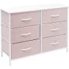 11.75 in. L x 31.5 in. W x 24.62 in. H 6-Drawer Pink Dresser Steel Frame Wood Top Easy Pull Fabric Bins by Sorbus -Sorbus Sales Store pink sorbus kids dressers drw cu6 pi 64 1000