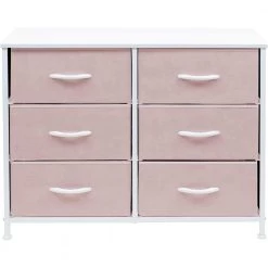 11.75 in. L x 31.5 in. W x 24.62 in. H 6-Drawer Pink Dresser Steel Frame Wood Top Easy Pull Fabric Bins by Sorbus -Sorbus Sales Store pink sorbus kids dressers drw cu6 pi fa 1000