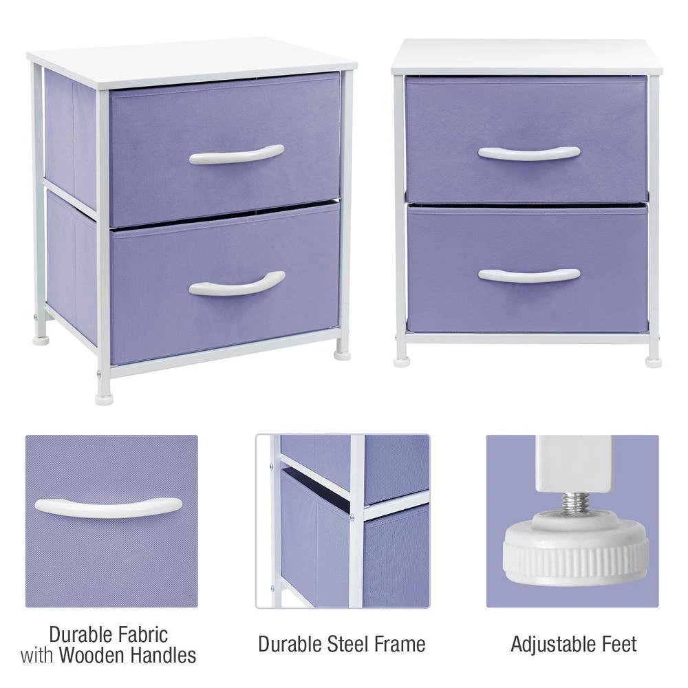 Nighstand 2-Drawer Purple Dresser 17.75 in. L x 11.87 in. W x 20 in. H by Sorbus 7 Nighstand 2-Drawer Purple Dresser 17.75 in. L x 11.87 in. W x 20 in. H by Sorbus - Image 5