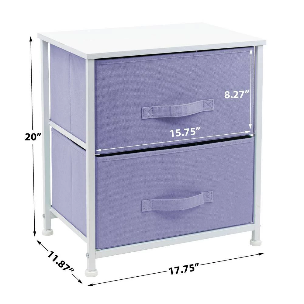 Nighstand 2-Drawer Purple Dresser 17.75 in. L x 11.87 in. W x 20 in. H by Sorbus 8 Nighstand 2-Drawer Purple Dresser 17.75 in. L x 11.87 in. W x 20 in. H by Sorbus - Image 6