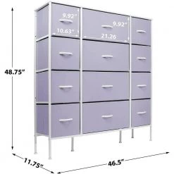 11.75 in. L x 46.5 in. W x 48.7 in. H 12-Drawer Purple Dresser Steel Frame Wood Top Easy Pull Fabric Bins by Sorbus 17 11.75 in. L x 46.5 in. W x 48.7 in. H 12-Drawer Purple Dresser Steel Frame Wood Top Easy Pull Fabric Bins by Sorbus -Sorbus Sales Store purple sorbus kids dressers drw 12d pu 1f 1000