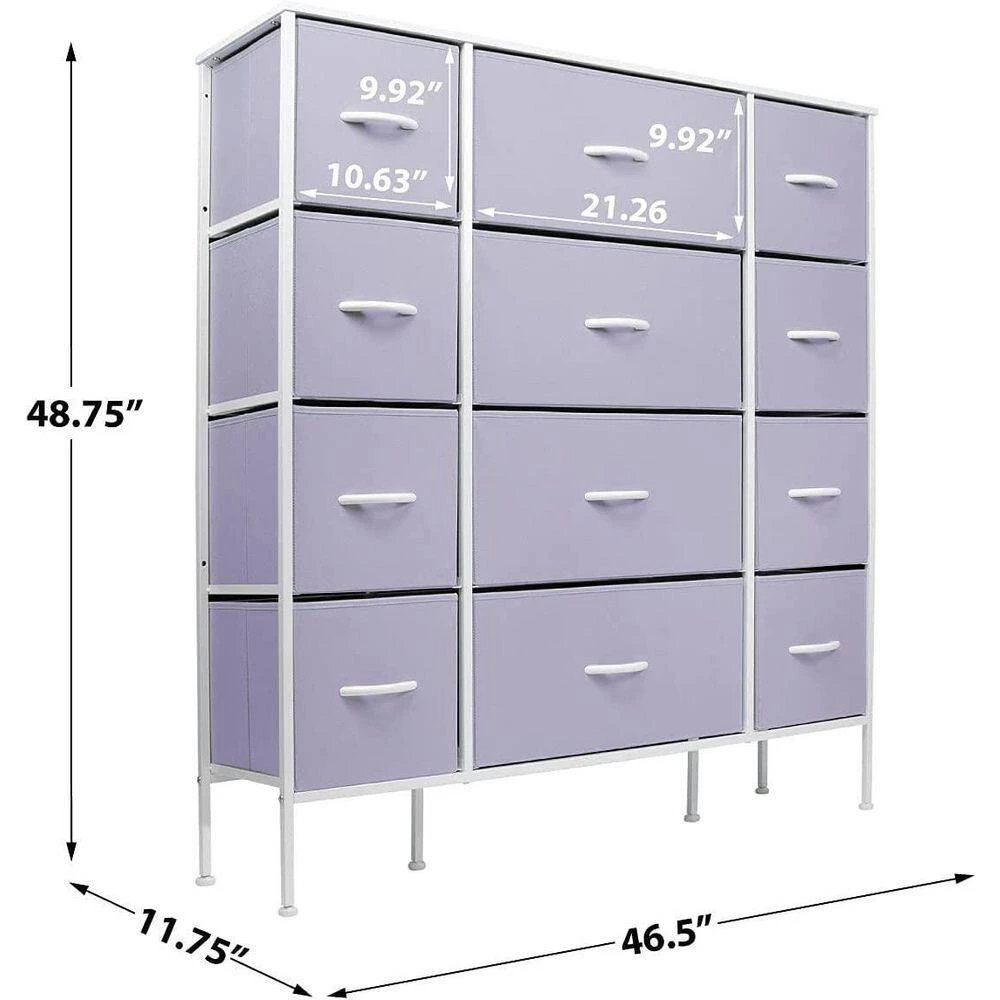 11.75 in. L x 46.5 in. W x 48.7 in. H 12-Drawer Purple Dresser Steel Frame Wood Top Easy Pull Fabric Bins by Sorbus 8 11.75 in. L x 46.5 in. W x 48.7 in. H 12-Drawer Purple Dresser Steel Frame Wood Top Easy Pull Fabric Bins by Sorbus - Image 6