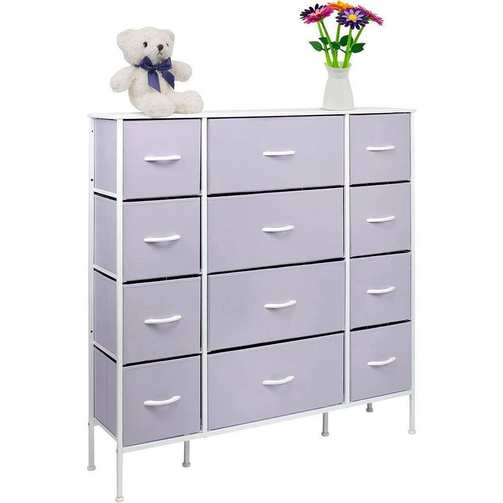 11.75 in. L x 46.5 in. W x 48.7 in. H 12-Drawer Purple Dresser Steel Frame Wood Top Easy Pull Fabric Bins by Sorbus 9 11.75 in. L x 46.5 in. W x 48.7 in. H 12-Drawer Purple Dresser Steel Frame Wood Top Easy Pull Fabric Bins by Sorbus - Image 7