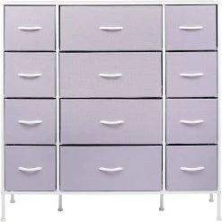 11.75 in. L x 46.5 in. W x 48.7 in. H 12-Drawer Purple Dresser Steel Frame Wood Top Easy Pull Fabric Bins by Sorbus 15 11.75 in. L x 46.5 in. W x 48.7 in. H 12-Drawer Purple Dresser Steel Frame Wood Top Easy Pull Fabric Bins by Sorbus -Sorbus Sales Store purple sorbus kids dressers drw 12d pu c3 1000