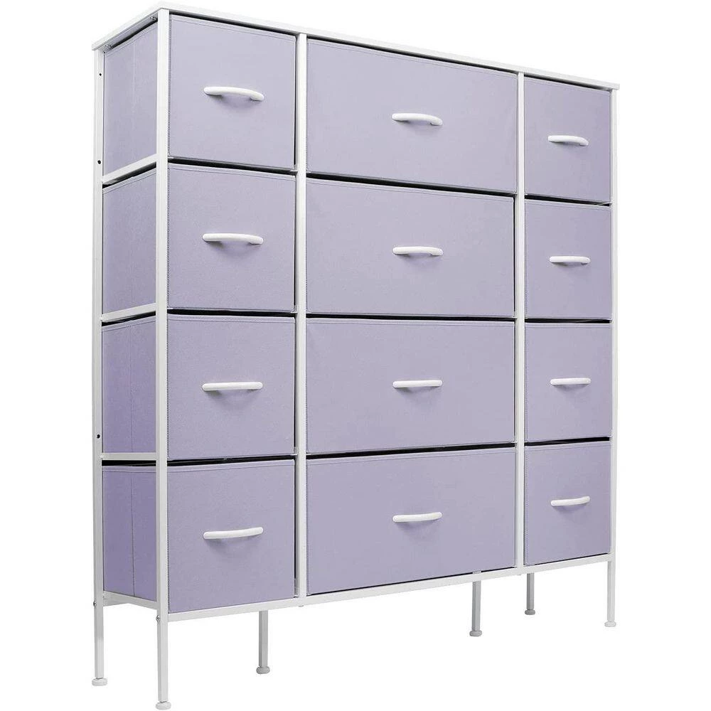 11.75 in. L x 46.5 in. W x 48.7 in. H 12-Drawer Purple Dresser Steel Frame Wood Top Easy Pull Fabric Bins by Sorbus 4 11.75 in. L x 46.5 in. W x 48.7 in. H 12-Drawer Purple Dresser Steel Frame Wood Top Easy Pull Fabric Bins by Sorbus - Image 2