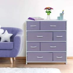 11.5 in. L x 34 in. W x 36 in. H 8-Drawer Purple Dresser Steel Frame Wood Top Easy Pull Fabric Bins by Sorbus 16 11.5 in. L x 34 in. W x 36 in. H 8-Drawer Purple Dresser Steel Frame Wood Top Easy Pull Fabric Bins by Sorbus -Sorbus Sales Store purple sorbus kids dressers drw 8d pu 1f 1000