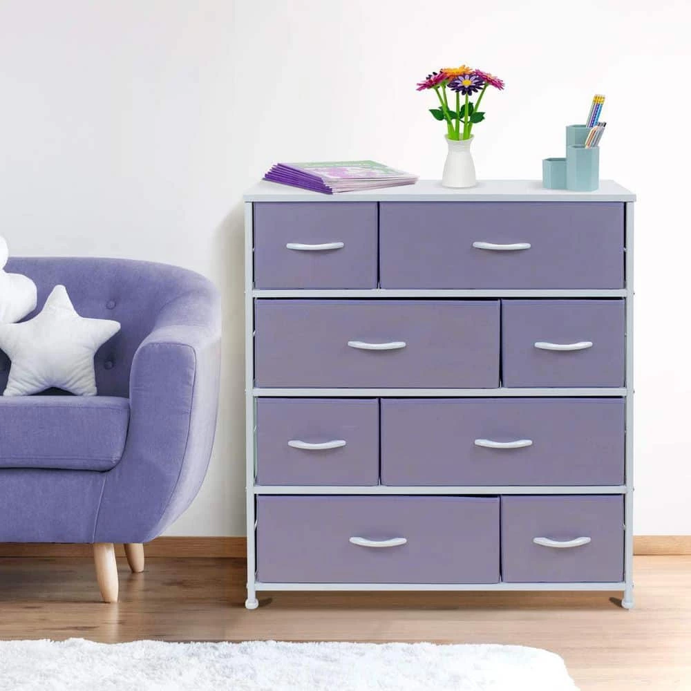 11.5 in. L x 34 in. W x 36 in. H 8-Drawer Purple Dresser Steel Frame Wood Top Easy Pull Fabric Bins by Sorbus 8 11.5 in. L x 34 in. W x 36 in. H 8-Drawer Purple Dresser Steel Frame Wood Top Easy Pull Fabric Bins by Sorbus - Image 6