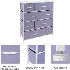 11.5 in. L x 34 in. W x 36 in. H 8-Drawer Purple Dresser Steel Frame Wood Top Easy Pull Fabric Bins by Sorbus 13 11.5 in. L x 34 in. W x 36 in. H 8-Drawer Purple Dresser Steel Frame Wood Top Easy Pull Fabric Bins by Sorbus -Sorbus Sales Store purple sorbus kids dressers drw 8d pu 77 1000