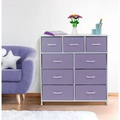39.5 in. L x 11.5 in. W x 39.5 in. H 9-Drawer Purple Dresser with Steel Frame Wood Top Easy Pull Fabric Bins by Sorbus -Sorbus Sales Store purple sorbus kids dressers drw 9d pu 31 1000