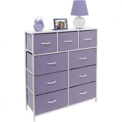 39.5 in. L x 11.5 in. W x 39.5 in. H 9-Drawer Purple Dresser with Steel Frame Wood Top Easy Pull Fabric Bins by Sorbus -Sorbus Sales Store purple sorbus kids dressers drw 9d pu 4f 1000