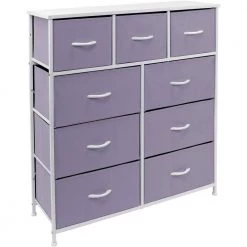 39.5 in. L x 11.5 in. W x 39.5 in. H 9-Drawer Purple Dresser with Steel Frame Wood Top Easy Pull Fabric Bins by Sorbus