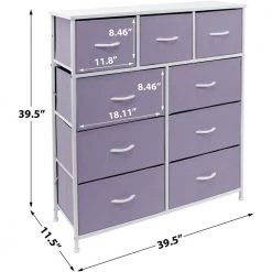 39.5 in. L x 11.5 in. W x 39.5 in. H 9-Drawer Purple Dresser with Steel Frame Wood Top Easy Pull Fabric Bins by Sorbus -Sorbus Sales Store purple sorbus kids dressers drw 9d pu 76 1000