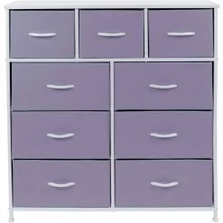 39.5 in. L x 11.5 in. W x 39.5 in. H 9-Drawer Purple Dresser with Steel Frame Wood Top Easy Pull Fabric Bins by Sorbus -Sorbus Sales Store purple sorbus kids dressers drw 9d pu fa 1000