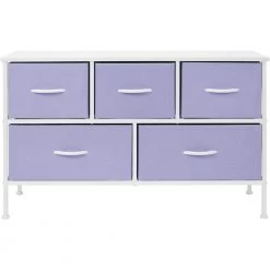 11.87 in. L x 39.5 in. W x 24.62 in. H 5-Drawer Purple Dresser Steel Frame Wood Top Easy Pull Fabric Bins by Sorbus -Sorbus Sales Store purple sorbus kids dressers drw cu5 pu 1f 1000