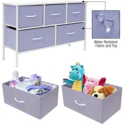 11.87 in. L x 39.5 in. W x 24.62 in. H 5-Drawer Purple Dresser Steel Frame Wood Top Easy Pull Fabric Bins by Sorbus -Sorbus Sales Store purple sorbus kids dressers drw cu5 pu 77 1000