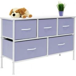 11.87 in. L x 39.5 in. W x 24.62 in. H 5-Drawer Purple Dresser Steel Frame Wood Top Easy Pull Fabric Bins by Sorbus -Sorbus Sales Store purple sorbus kids dressers drw cu5 pu c3 1000