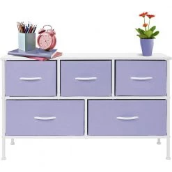 11.87 in. L x 39.5 in. W x 24.62 in. H 5-Drawer Purple Dresser Steel Frame Wood Top Easy Pull Fabric Bins by Sorbus -Sorbus Sales Store purple sorbus kids dressers drw cu5 pu fa 1000
