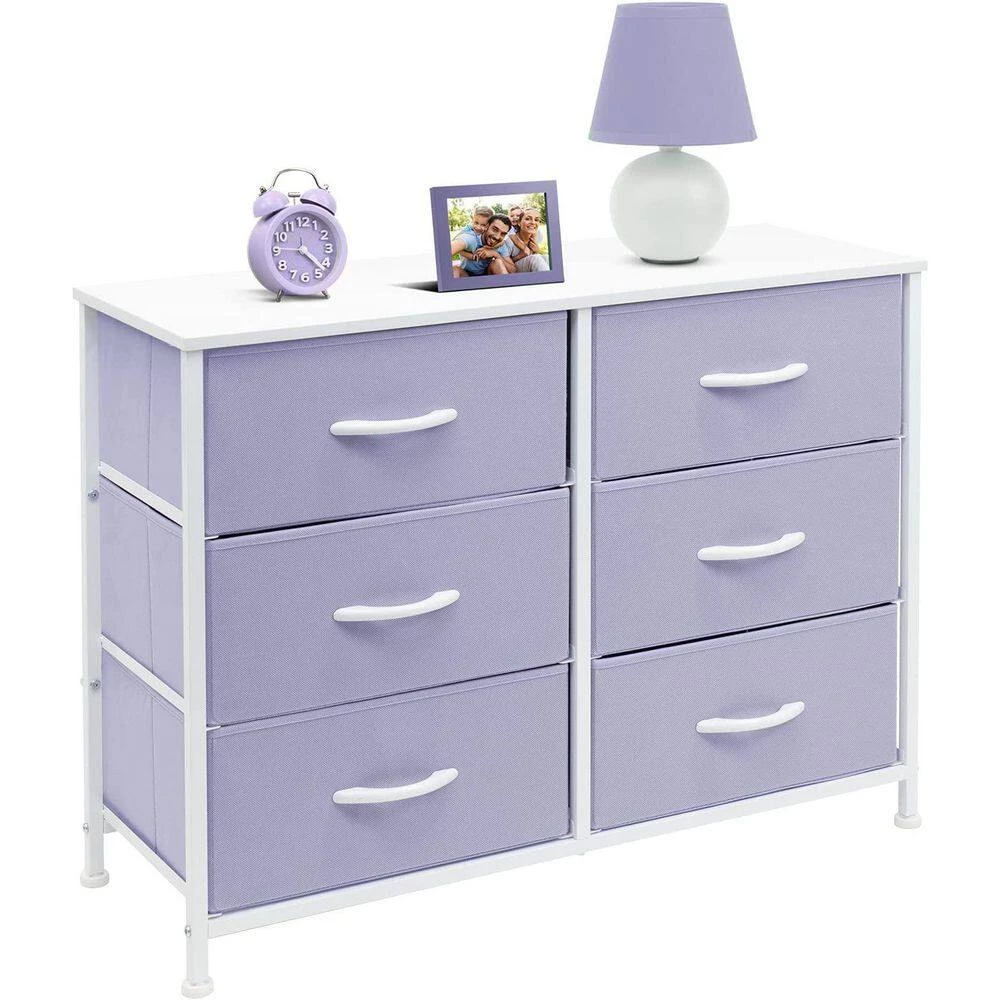 11.75 in. L x 31.5 in. W x 24.62 in. H 6-Drawer Purple Dresser Steel Frame Wood Top Easy Pull Fabric Bins by Sorbus 7 11.75 in. L x 31.5 in. W x 24.62 in. H 6-Drawer Purple Dresser Steel Frame Wood Top Easy Pull Fabric Bins by Sorbus - Image 5