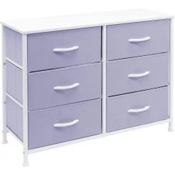 11.75 in. L x 31.5 in. W x 24.62 in. H 6-Drawer Purple Dresser Steel Frame Wood Top Easy Pull Fabric Bins by Sorbus