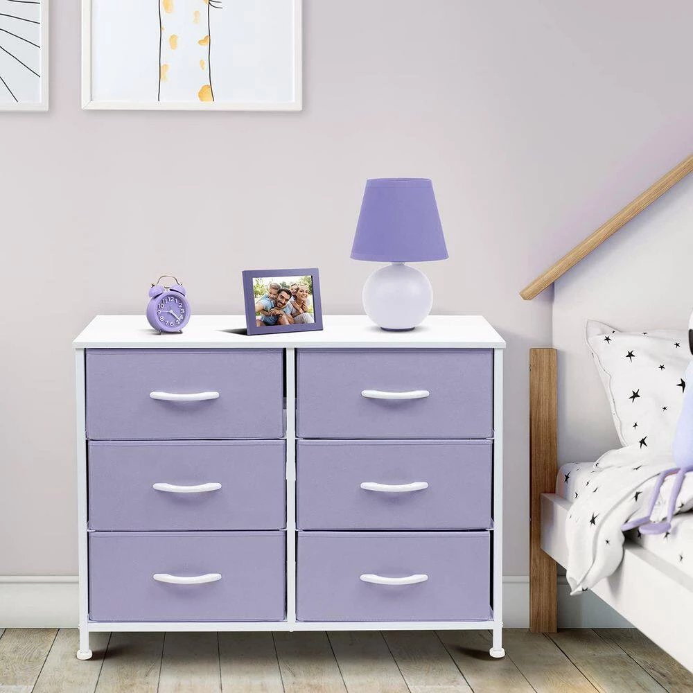 11.75 in. L x 31.5 in. W x 24.62 in. H 6-Drawer Purple Dresser Steel Frame Wood Top Easy Pull Fabric Bins by Sorbus 6 11.75 in. L x 31.5 in. W x 24.62 in. H 6-Drawer Purple Dresser Steel Frame Wood Top Easy Pull Fabric Bins by Sorbus - Image 4