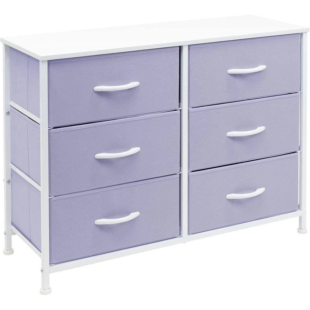 11.75 in. L x 31.5 in. W x 24.62 in. H 6-Drawer Purple Dresser Steel Frame Wood Top Easy Pull Fabric Bins by Sorbus 4 11.75 in. L x 31.5 in. W x 24.62 in. H 6-Drawer Purple Dresser Steel Frame Wood Top Easy Pull Fabric Bins by Sorbus - Image 2