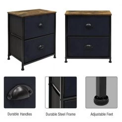 Nighstand 3-Drawer Black Dresser Rustic 17.75 in. L x 11.87 in. W x 20 in. H by Sorbus -Sorbus Sales Store rustic black sorbus dressers drw 2d wd 44 1000