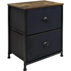 Nighstand 3-Drawer Black Dresser Rustic 17.75 in. L x 11.87 in. W x 20 in. H by Sorbus