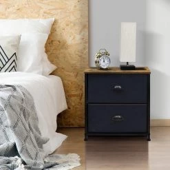 Nighstand 3-Drawer Black Dresser Rustic 17.75 in. L x 11.87 in. W x 20 in. H by Sorbus -Sorbus Sales Store rustic black sorbus dressers drw 2d wd c3 1000