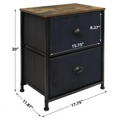 Nighstand 3-Drawer Black Dresser Rustic 17.75 in. L x 11.87 in. W x 20 in. H by Sorbus -Sorbus Sales Store rustic black sorbus dressers drw 2d wd fa 1000