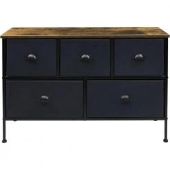 5-Drawer Gray White Dresser Steel Frame Wood Top Easy Pull Fabric Bins 11.87 in. L x 39.5 in. W x 24.62 in. H by Sorbus -Sorbus Sales Store rustic black sorbus dressers drw cu5 wd 76 1000
