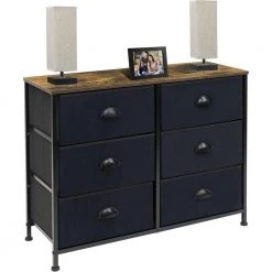 6-Drawer Marble White Dresser Black Frame Wood Top Easy Pull Fabric Bins 11.75 in. L x 31.5 in. W x 24.62 in. H by Sorbus -Sorbus Sales Store rustic black sorbus dressers drw cu6 wd 4f 1000