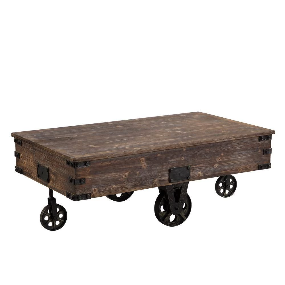 48 in. Rustic Espresso Large Rectangle Wood Coffee Table with Casters by FirsTime & Co. 6 48 in. Rustic Espresso Large Rectangle Wood Coffee Table with Casters by FirsTime & Co. - Image 4