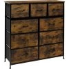 39.5 in. L x 11.5 in. W x 39.5 in. H 9-Drawer Rustic Wood Dresser with Steel Frame Wood Top Easy Pull Fabric Bins by Sorbus -Sorbus Sales Store rustic wood sorbus dressers drw 9d rus 64 1000