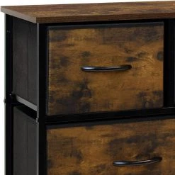 39.5 in. L x 11.5 in. W x 39.5 in. H 9-Drawer Rustic Wood Dresser with Steel Frame Wood Top Easy Pull Fabric Bins by Sorbus -Sorbus Sales Store rustic wood sorbus dressers drw 9d rus fa 1000
