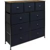 39.5 in. L x 11.5 in. W x 39.5 in. H 9-Drawer Rustic Black Dresser with Steel Frame Wood Top Easy Pull Fabric Bins by Sorbus -Sorbus Sales Store rustic wood sorbus dressers drw 9d wd 64 1000