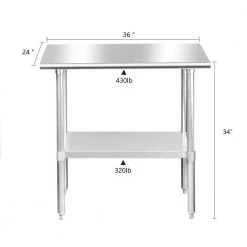 36 in. x 24 in. Stainless Steel Commercial NSF Prep and Work Kitchen Utility Table with Bottom Shelf by ANGELES HOME -Sorbus Sales Store silver angeles home kitchen prep tables m278 89241kt c3 1000
