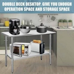 48 in. x 24 in. Stainless Steel Commercial NSF Prep and Work Kitchen Utility Table with Bottom Shelf by ANGELES HOME -Sorbus Sales Store silver angeles home kitchen prep tables m281 89241kt 76 1000