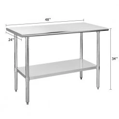 48 in. x 24 in. Stainless Steel Commercial NSF Prep and Work Kitchen Utility Table with Bottom Shelf by ANGELES HOME -Sorbus Sales Store silver angeles home kitchen prep tables m281 89241kt c3 1000
