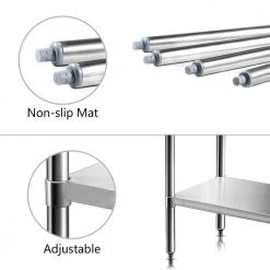 30 in. x 24 in. Stainless Steel Commercial NSF Prep and Work Kitchen Utility Table with Bottom Shelf and Backsplash by ANGELES HOME -Sorbus Sales Store silver angeles home kitchen prep tables m292 89241kt 44 1000